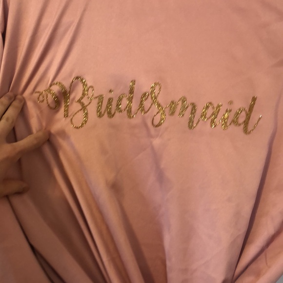 Satin/Silky Pink Lace Bridesmaid Robe - Picture 4 of 8